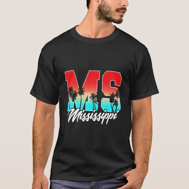Mississippi Ms Palme Staat T-Shirt (Vorderseite)