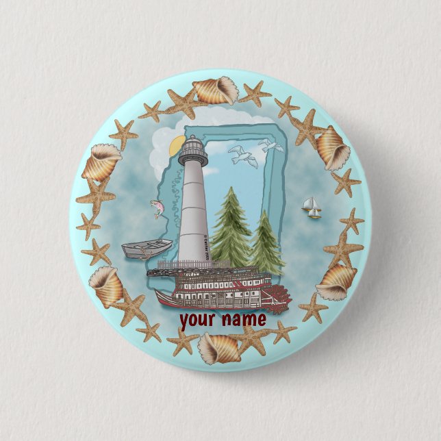 Mississippi Muscheln Leuchtturm Button (Vorderseite)