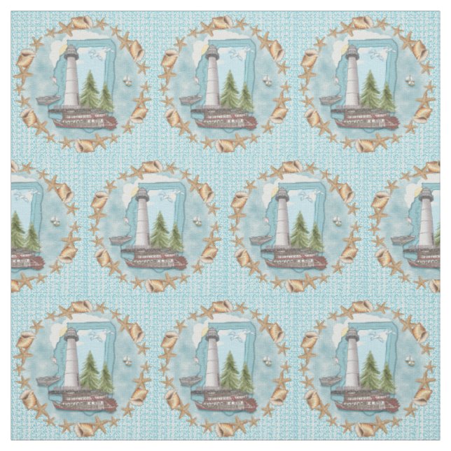 Mississippi Muscheln Leuchtturm Stoff (Muster)