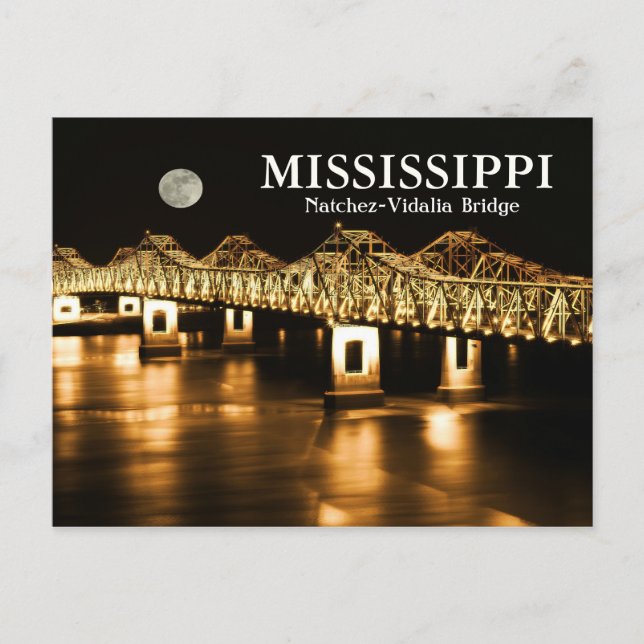 Mississippi Natchez-Vidalia Bridge Gold Moon Postkarte (Vorderseite)