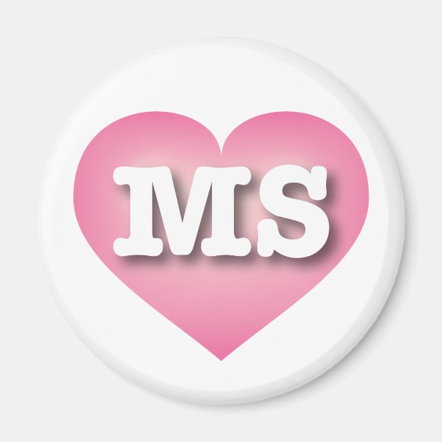 Mississippi Pink Fade Heart - I Liebe MS Magnet (Vorne)