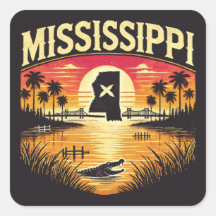 Mississippi Quadratischer Aufkleber