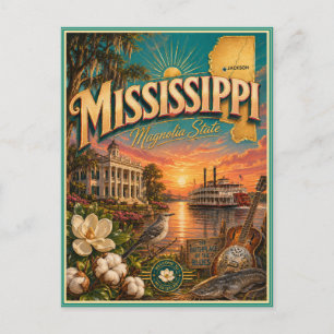 Mississippi Retro-Reise-Andenken-Postkarte Postkarte