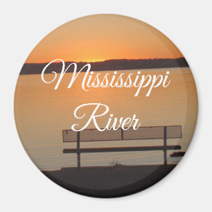 Mississippi River Bench Friedlich Sunset Magnet