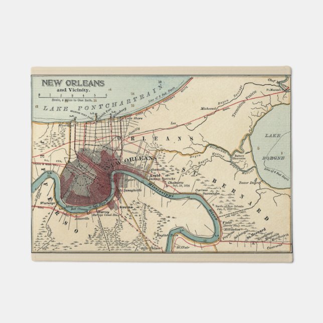 Mississippi River, New Orleans Map, Fußmatte (Vorderseite)