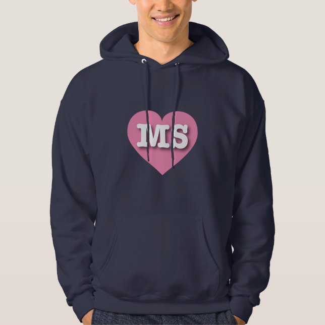 Mississippi Rosa Herz - I Liebe MS Hoodie (Vorderseite)