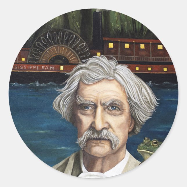 Mississippi Sam Aka Mark Twain Runder Aufkleber (Vorderseite)