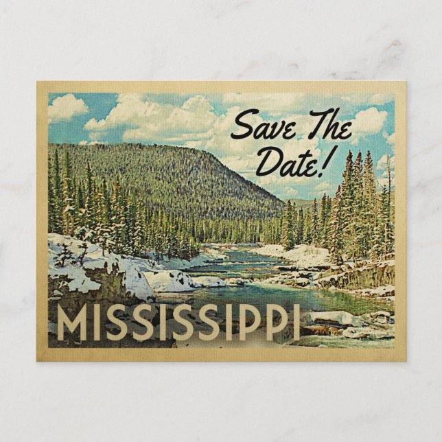 Mississippi Save the Date Mountain River Snow Ankündigungspostkarte (Vorderseite)