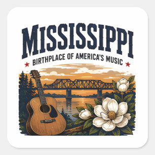 Mississippi Southern Music Reise Quadratischer Aufkleber