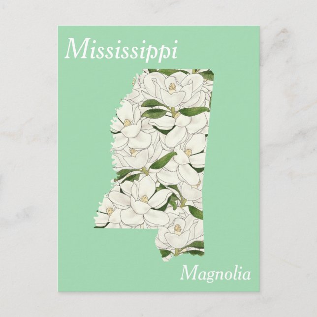 Mississippi Staat Blume Collage Map Postkarte (Vorderseite)