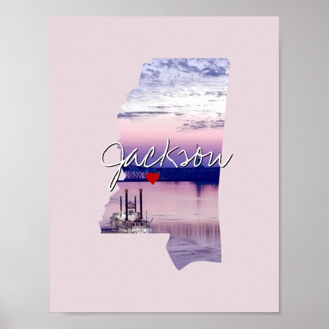Mississippi Staat Foto Einfügen und Ortsname Poster (Vorne)