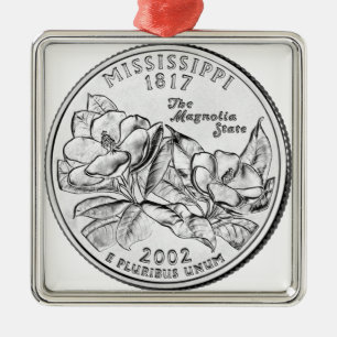 Mississippi Staat Quarter Silbernes Ornament