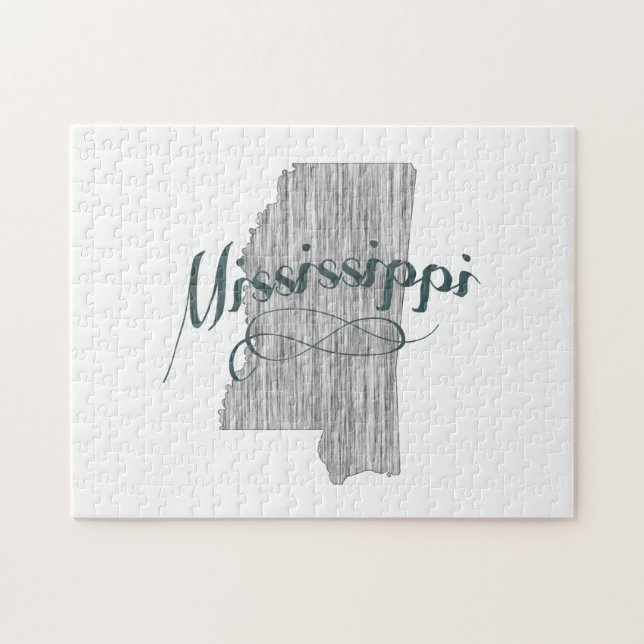 Mississippi Staat Typografie Puzzle (Horizontal)