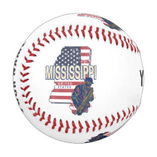 Mississippi Staat United Staaten Map Vintag USA Baseball