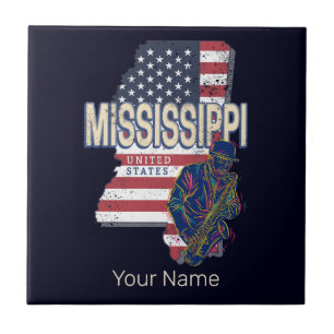 Mississippi Staat United Staaten Map Vintag USA Fliese