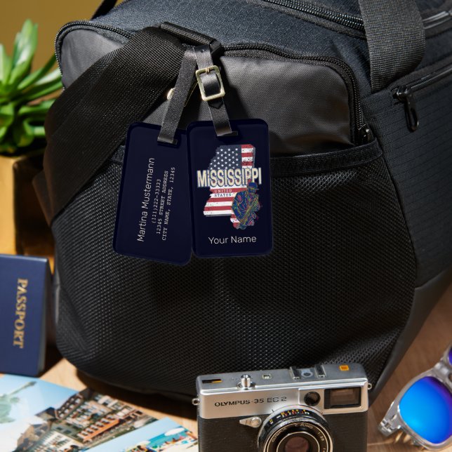 Mississippi Staat United Staaten Map Vintag USA Gepäckanhänger (Vorderseite & Rückseite)