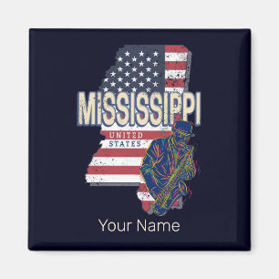 Mississippi Staat United Staaten Map Vintag USA Magnet