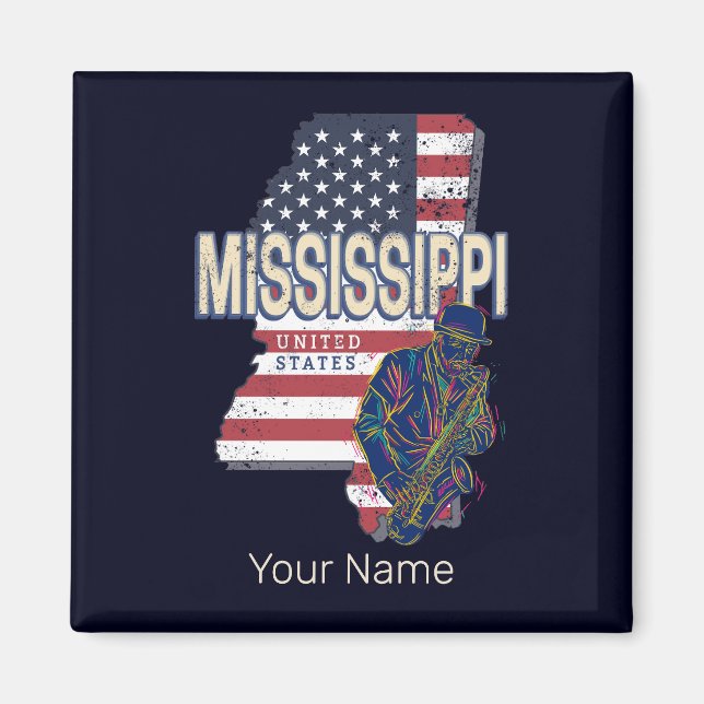 Mississippi Staat United Staaten Map Vintag USA Magnet (Vorne)