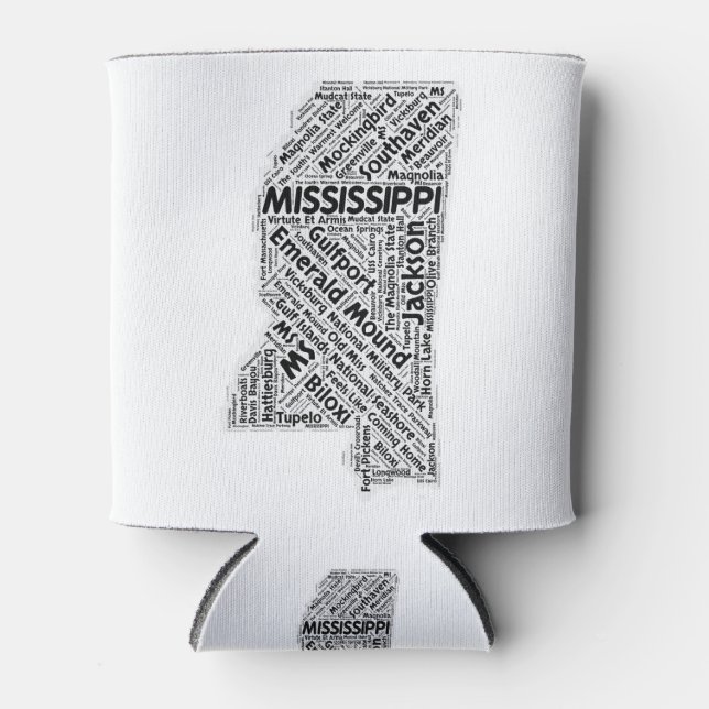 Mississippi Staat Word Cloud Dosenkühler (Vorderseite)