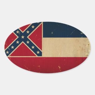 Mississippi-Staats-Flagge VINTATE.png Ovaler Aufkleber
