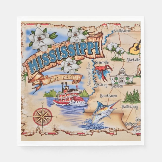Mississippi-Staatsfeier  Serviette (Vorderseite)