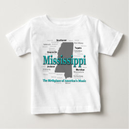 Mississippi-Staatsstolz-Karten-Silhouette Baby T-shirt
