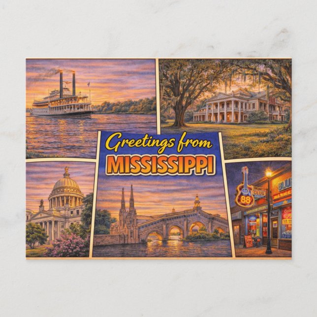 Mississippi State Postkarte (Vorderseite)