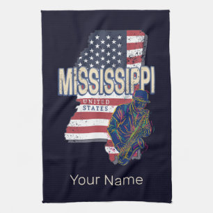 Mississippi State Vereinigte Staaten Karte Vintage Geschirrtuch