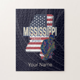 Mississippi State Vereinigte Staaten Karte Vintage Puzzle