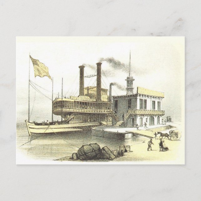 Mississippi Steamboat City of Memphis, 1860 Postkarte (Vorderseite)