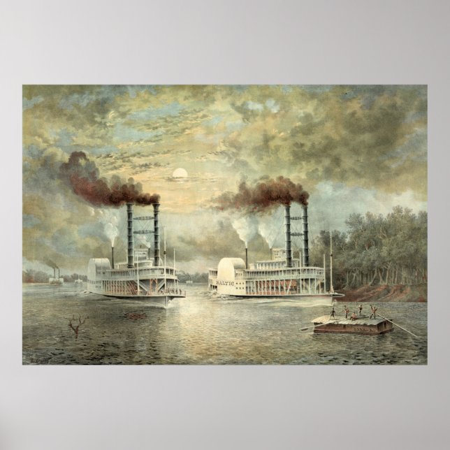 Mississippi Steamboat Race 1859 Poster (Vorne)