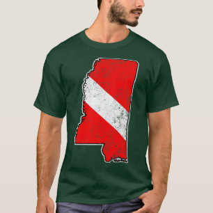 Mississippi-Tauchflagge Scuba-Tauchen Staats Karte T-Shirt