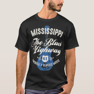 Mississippi The Blues Highway 61 Music USA Gitarre T-Shirt
