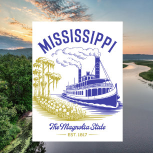 Mississippi The Magnolia State Est. 1817 Vintage Postkarte