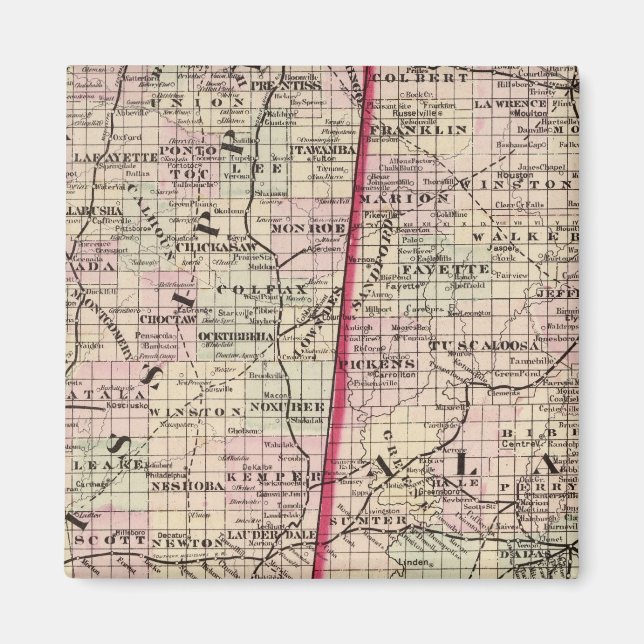 Mississippi und Alabama Magnet (Vorne)