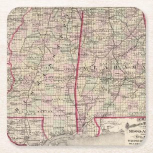 Mississippi und Alabama Rechteckiger Pappuntersetzer