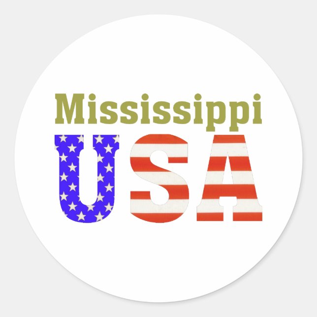 Mississippi USA! Runder Aufkleber (Vorderseite)