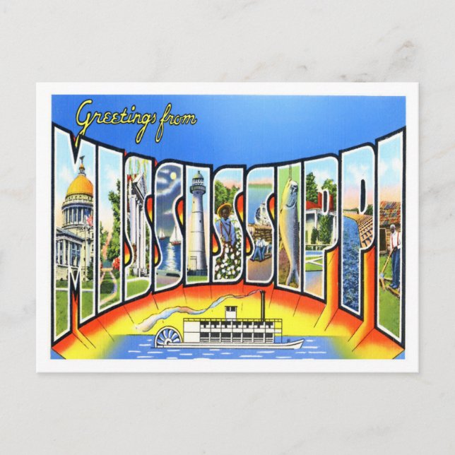 Mississippi Vintag Big Letters Postkarte (Vorderseite)