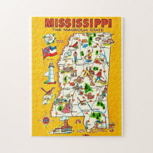 Mississippi Vintage 11x14 Karte Puzzle