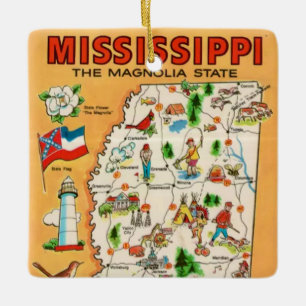 Mississippi Vintage Karte Keramikornament