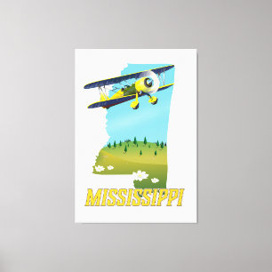 Mississippi Vintage Karte Reiseplakat drucken. Leinwanddruck