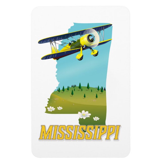 Mississippi Vintage Karte Reiseplakat drucken. Magnet (Vertikal)