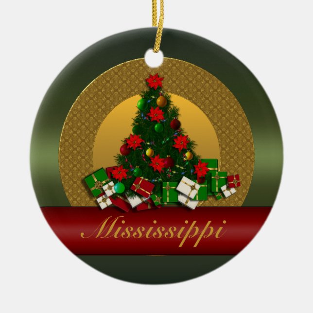 Mississippi-Weihnachtsbaum-Verzierung Keramikornament (Vorne)