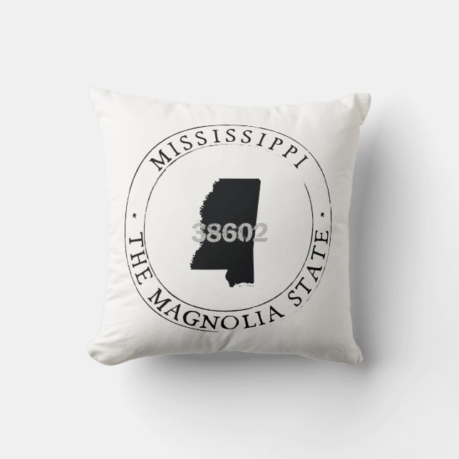 Mississippi Zip Code Pillow Kissen (Vorderseite)