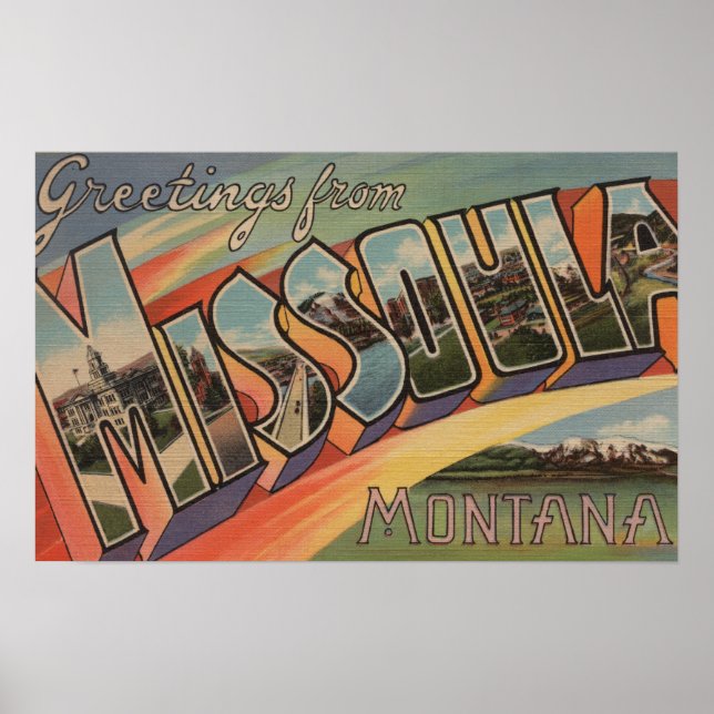 Missoula, Montana - Große Buchstabenszenen Poster (Vorne)