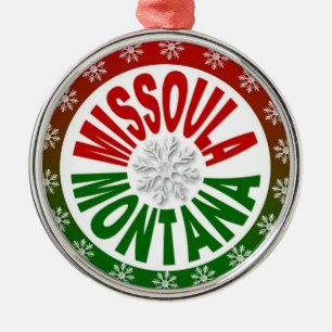 Missoula Montana rote grüne Feiertagsverzierung Ornament Aus Metall