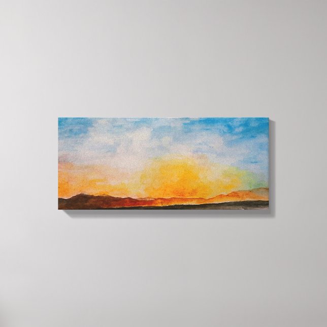 Missoula Montana Watercolor Berge Landschaft Leinwanddruck (Vorderseite)