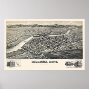 Missoula, panoramische Karte M.Ü.s - 1891 Poster