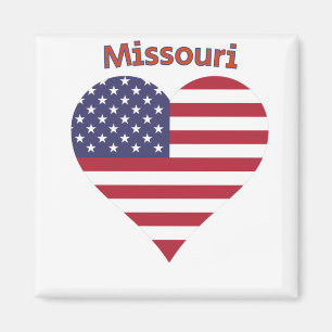 Missouri American Flag Heart Magnet