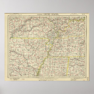 Missouri, Arkansas, Kentucky, Tennessee Poster
